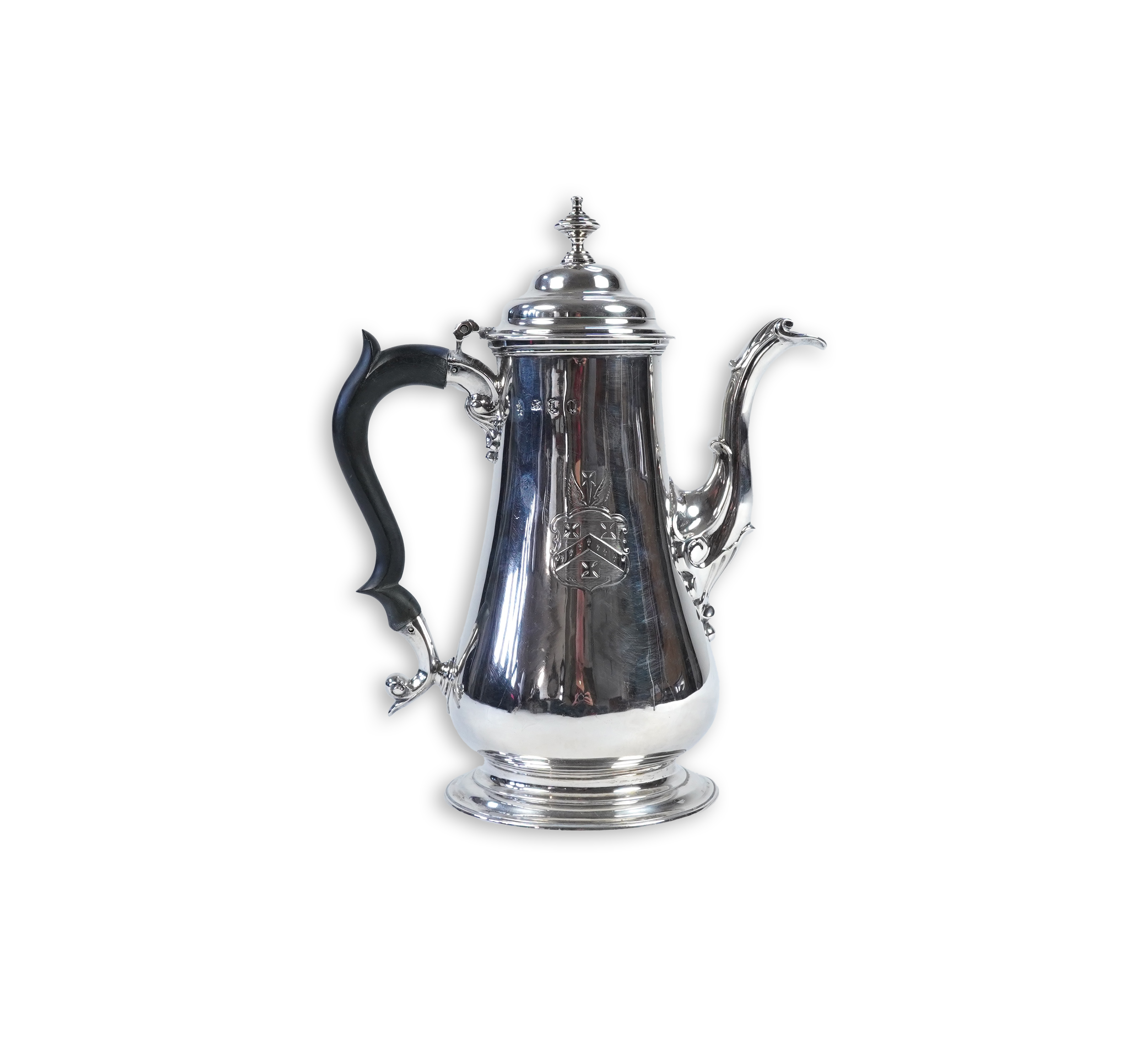 A late George II silver coffee pot, by William & Robert Peaston